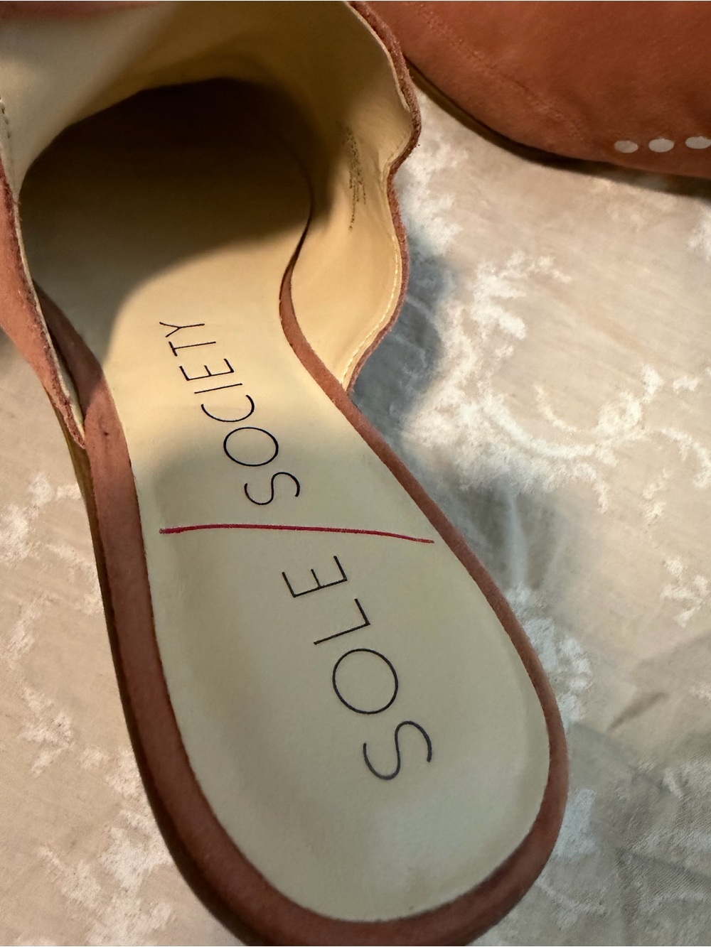 Sole Society Suede Pointed-Toe Mules, Coral, Size 9.5 - Picture 5 of 12
